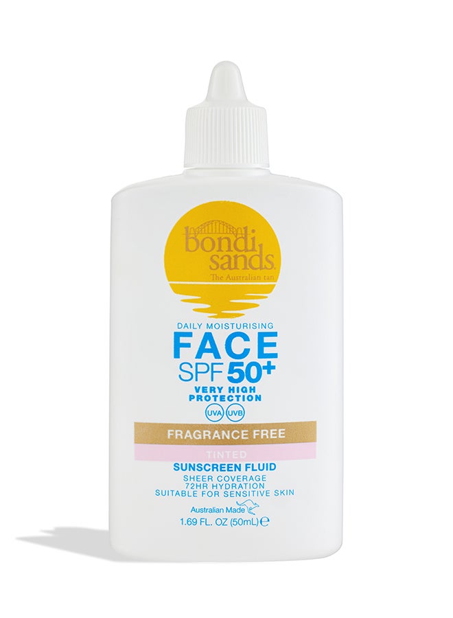 BONDI SANDS SPF 50+ Fragrance Free Tinted Face Fluid 50ml – Lightweight Sunscreen - Image 1